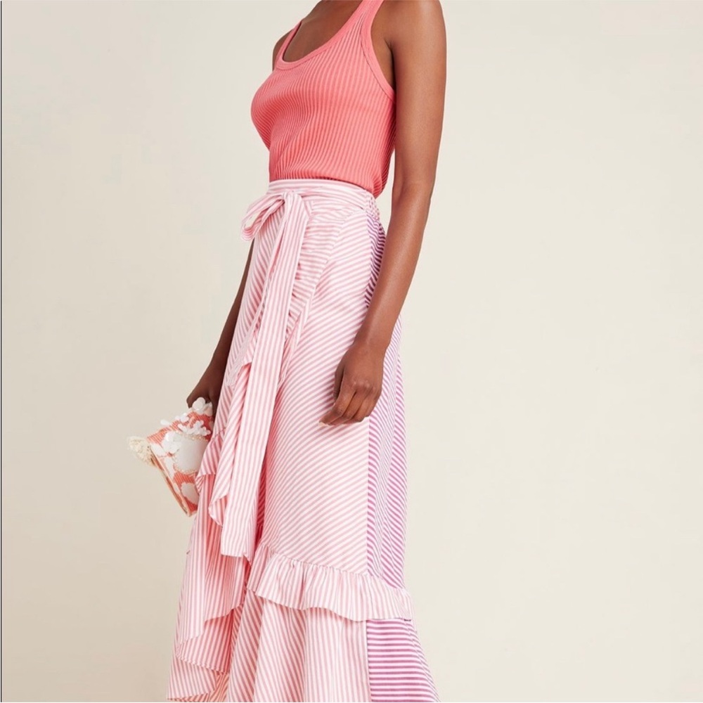NWT Anthropologie Maeve Penny Ruffled Midi Skirt - Picture 4 of 8